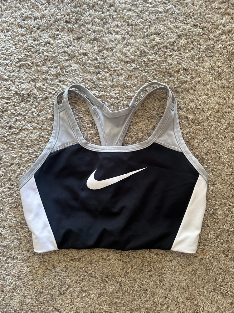 Nike Women's Sports Bra Dri-Fit Medium Support Swoosh Size L Good Condition