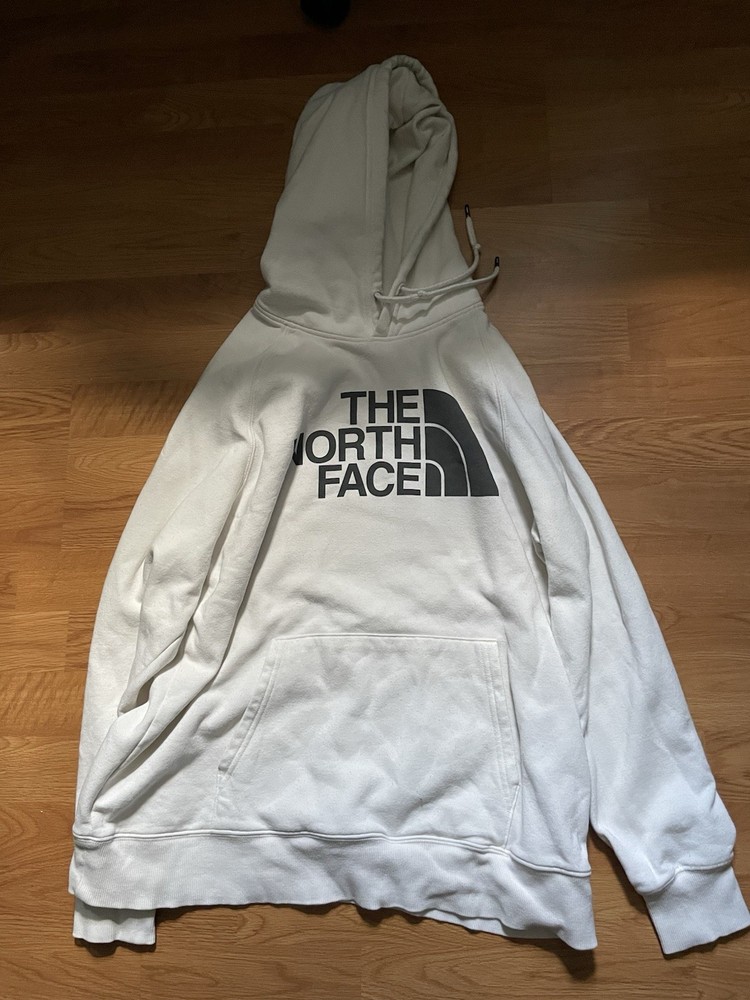 The North Face Women's White Pullover Hoodie L Cotton Blend Hooded Logo