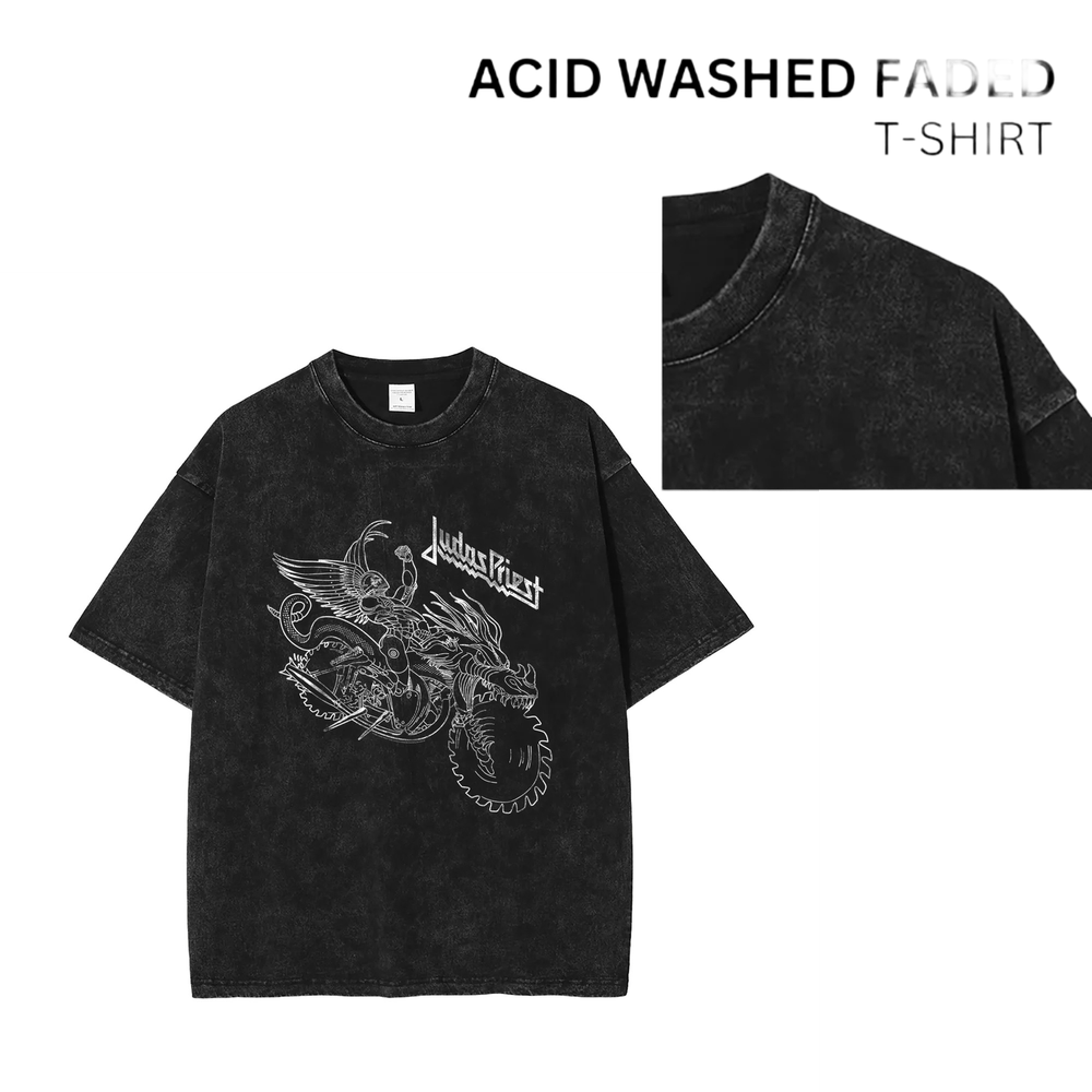 90s Acid Washed Vintage Rock Band Tee - Unisex Retro Style