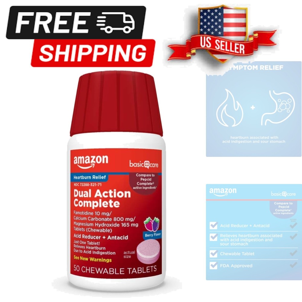 Effective 50 Count Chewable Antacid Tablets in Berry – Acid Indigestion Relief-image