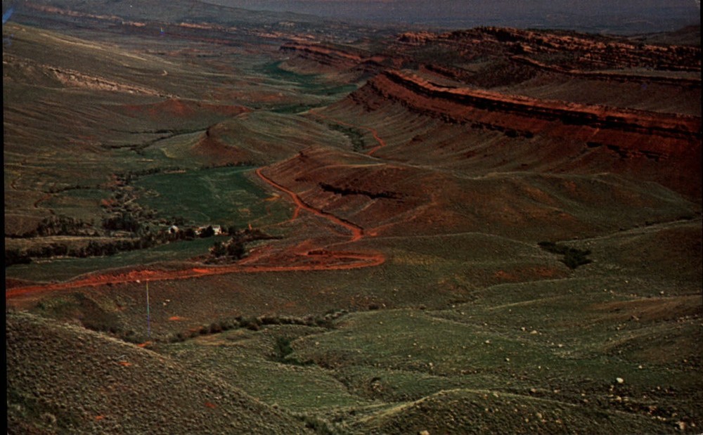 Red Canyon Utah aerial view ~ 1950-60s vintage postcard