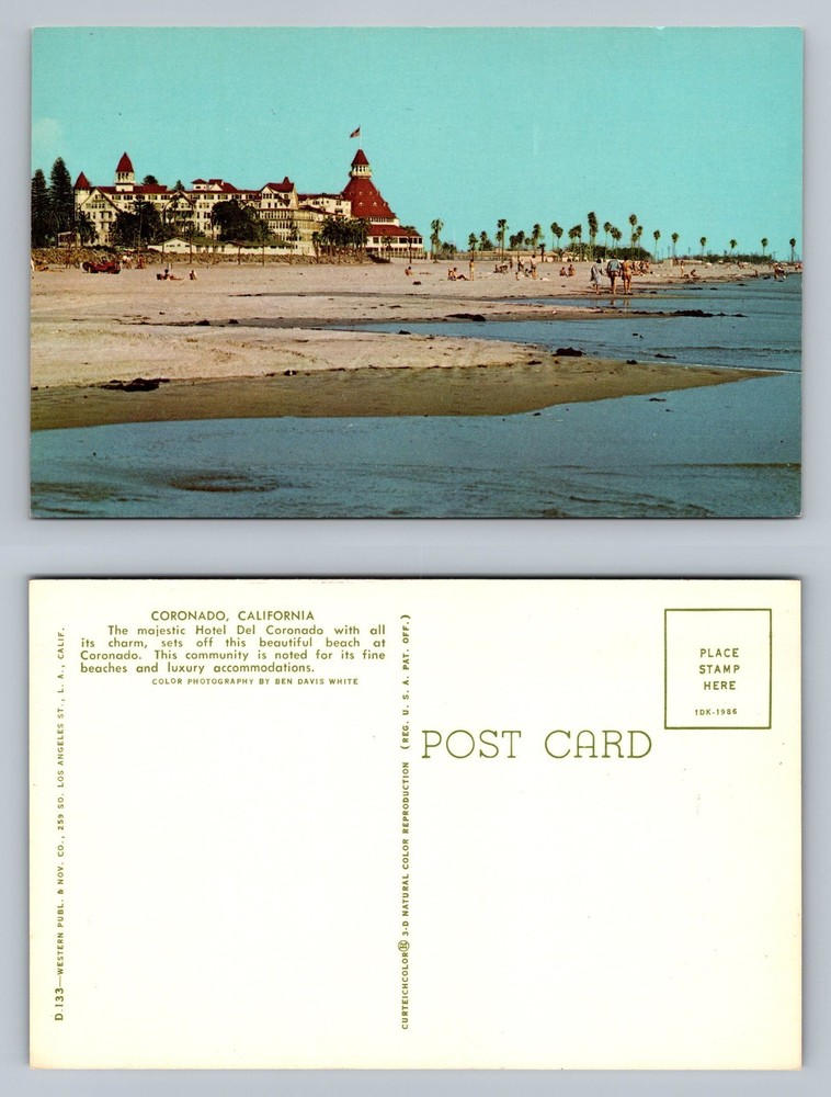 Coronado, CA-California, Hotel Del Coronado Beach Scene Vintage Postcard