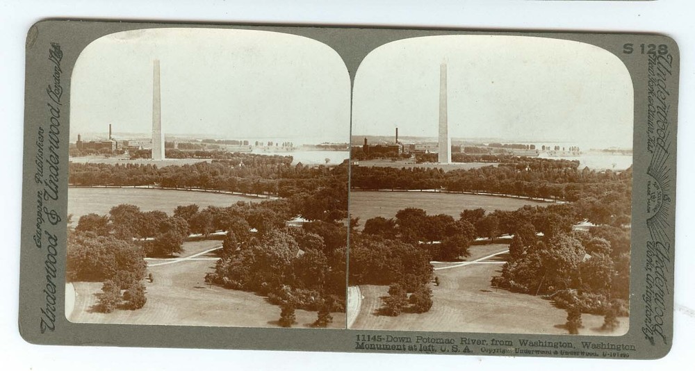 B0949~ WASHINGTON DC Monument  & Potomac River Stereoview
