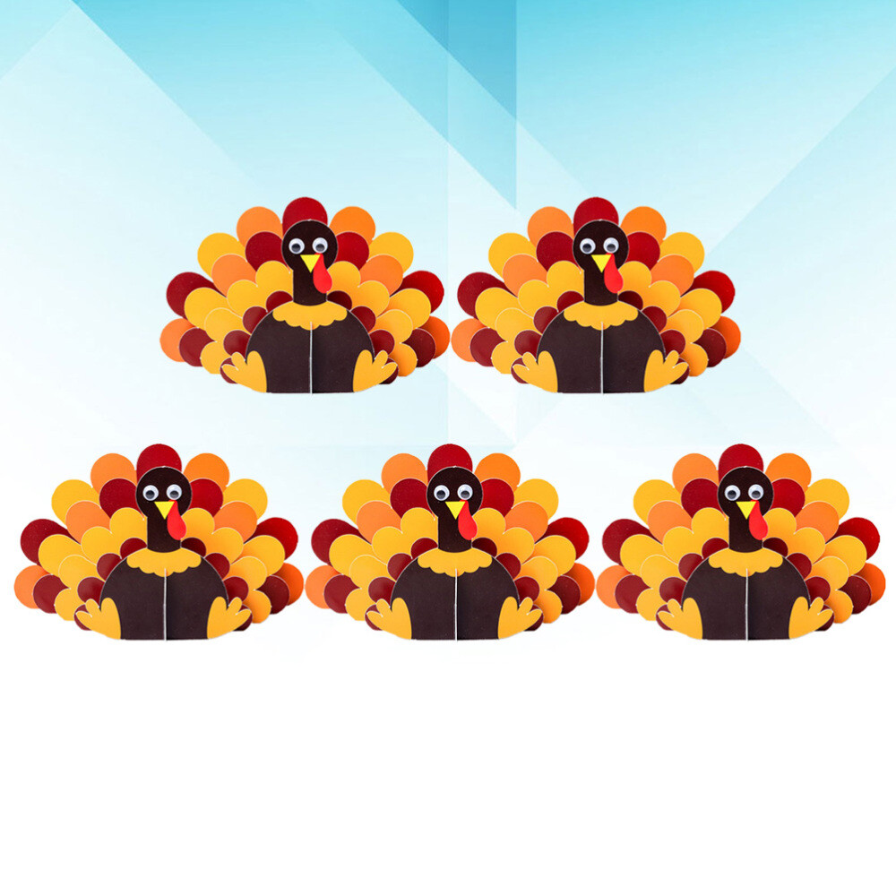 5 Pcs Paper Turkey Centerpiece Turkey Craft Kit Thanksgiving Turkey Decorations
