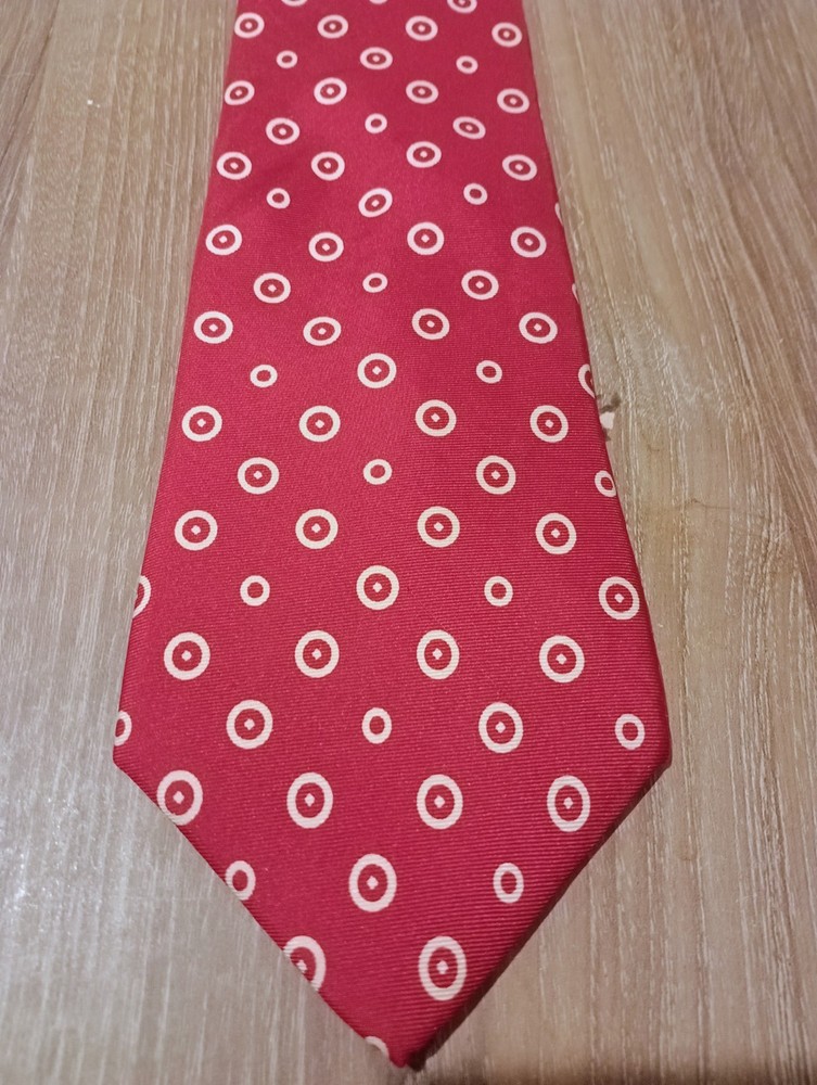 Christian Dior Mens Red 100% Silk Tie Made in USA fabric woven in Italy (I)