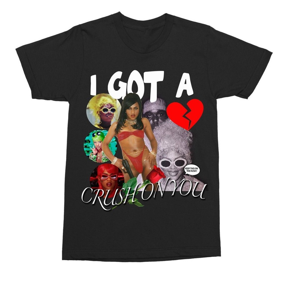 I Got A Crush On You Lil Kim Bad Boy Black Short Sleeve Men Cotton T-Shirt