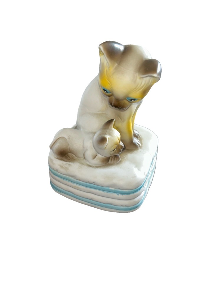 Vintage Siamese Cat Night Light Ceramic 5 1/2
