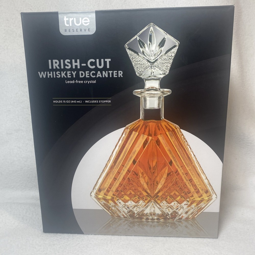 Whiskey Decanter set for Liquor Scotch Bourbon Wine Irish Cut Triangular 443mL