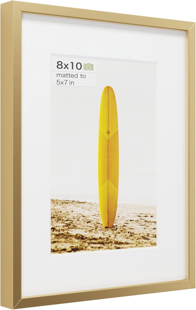 - Gold 8X10 Inch Metal Picture Frame - Set of 1 - Includes Tempered Glass, Wall