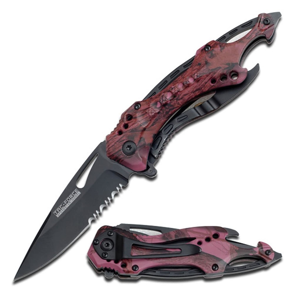 Tac-Force 3.25-inch Serrated Folding Knife with Camo Aluminum Handle