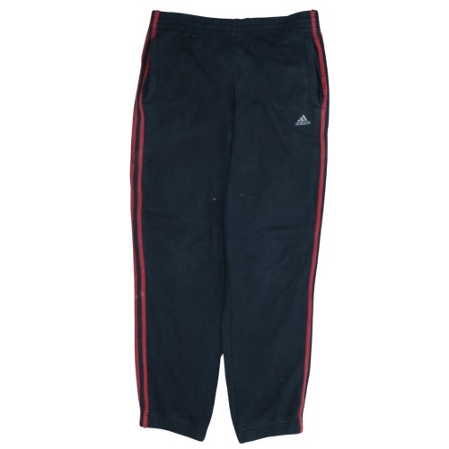 Adidas Mens Joggers Black Red Side Stripe Elastic Waist Pockets Nylon Track S