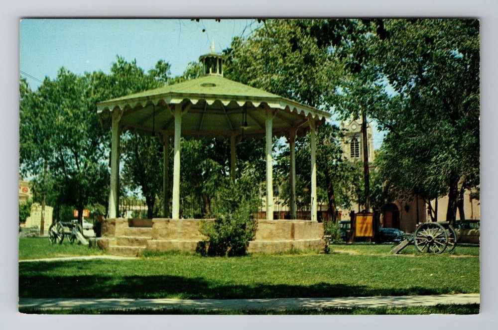 Albuquerque NM-New Mexico, Bandstand on Old Town Plaza, Antique Vintage Postcard