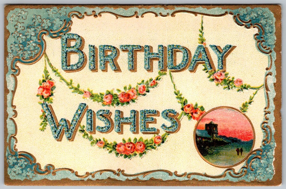 Antique Postcard Embossed Birthday Wishes Breda, Iowa 1910s