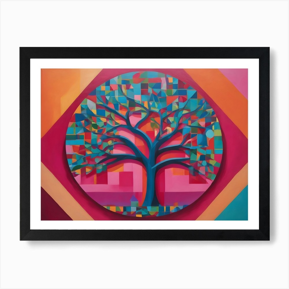 Tree of Life 36 Inch Framed Canvas Wall Art Print Poster  