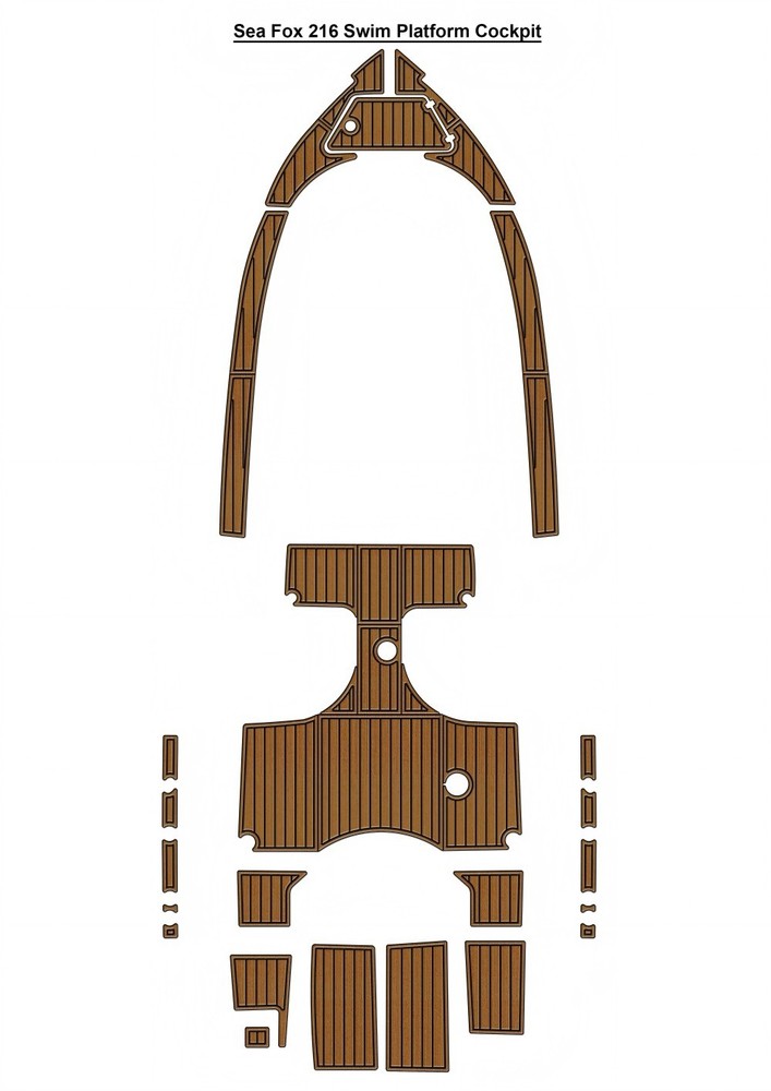 Sea Fox 216 Swim Platform Cockpit Pad Boat EVA Foam Faux Teak Deck Floor Mat