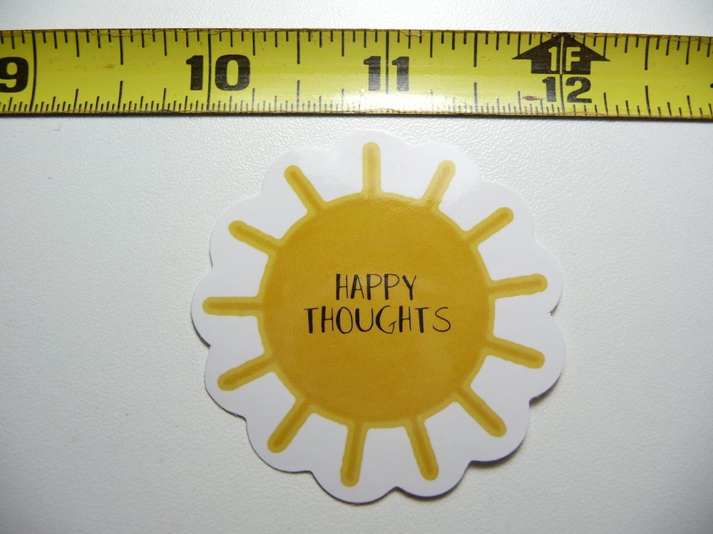 SUN HAPPY THOUGHTS GLOSSY MOTIVATIONAL DECAL STICKER FOR POSITIVE ATTITUDE