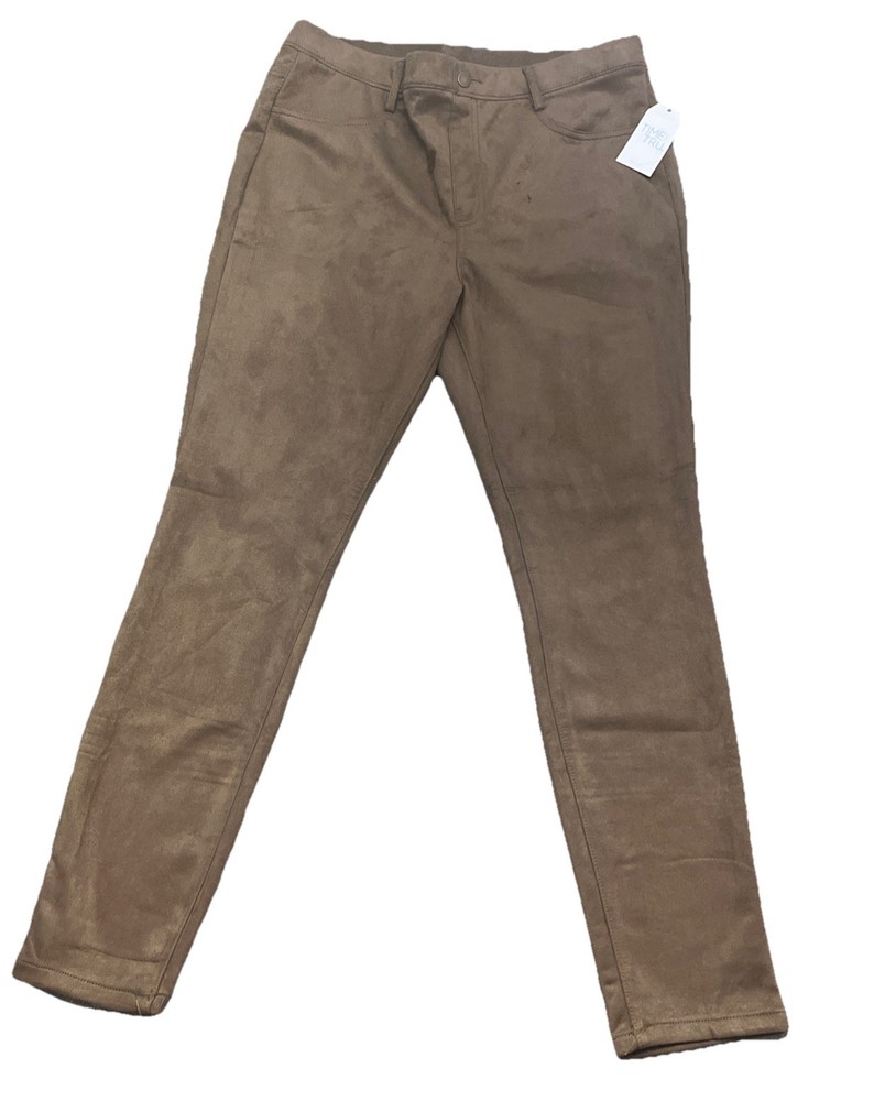 Time and Tru Women's High Rise Faux Brown Suede Leggings Size 12-14. NWT