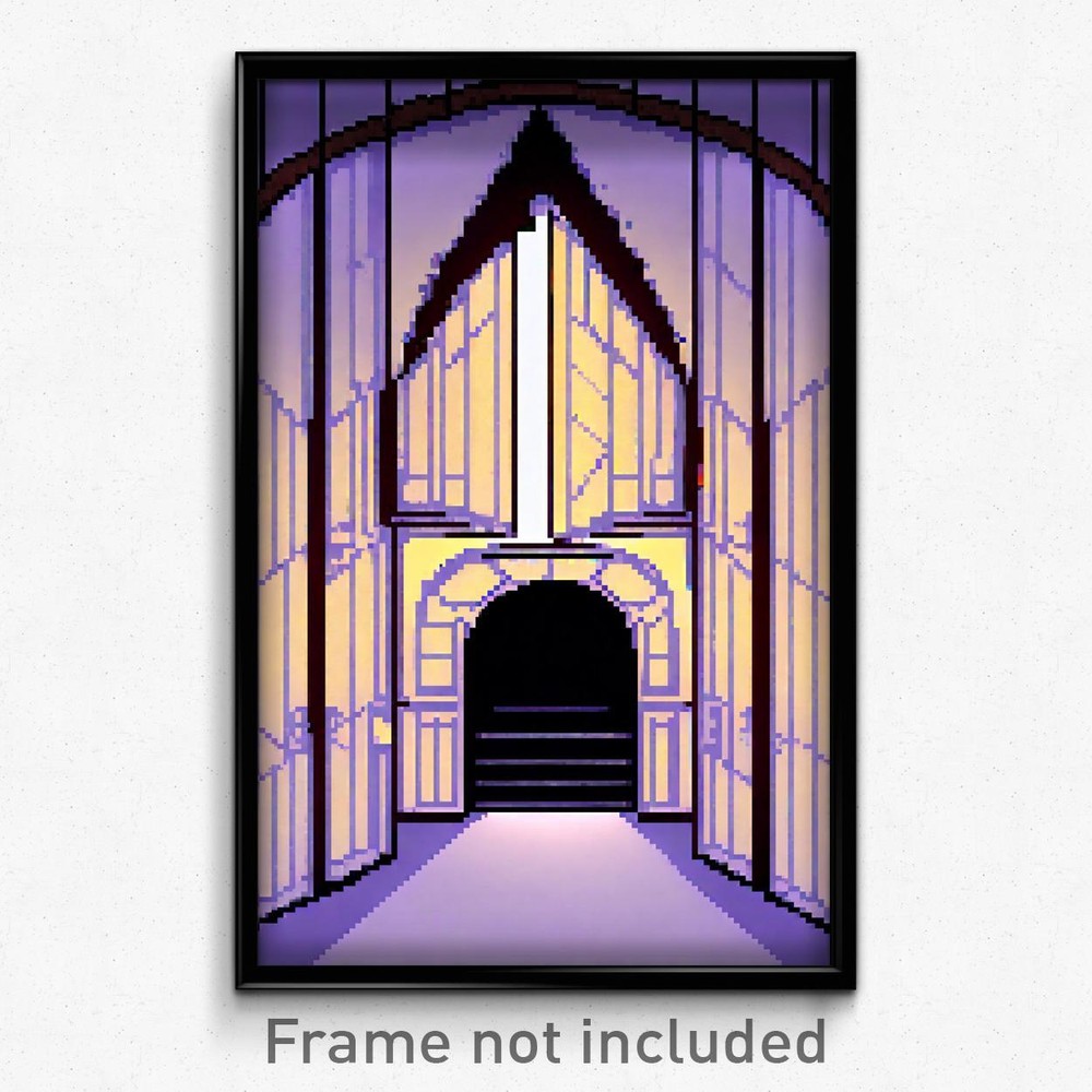 Pixel Art Poster - Impressive Trapdoor (8 Bit Psychedelic Video Game Print)