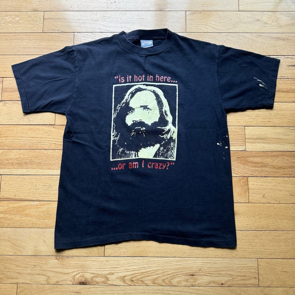 90s Charles Manson is it hot in here or is it just me glow in dark tee shirt