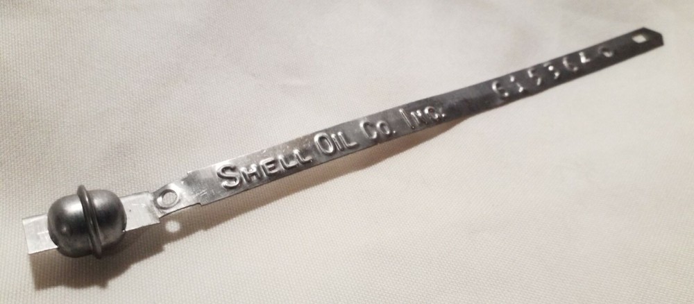 Таинственный товар! Shell Oil Co Металлический Галстук на Молнии/Идентификационный Ярлык Редкий Petroliana Премиум Маленькие!