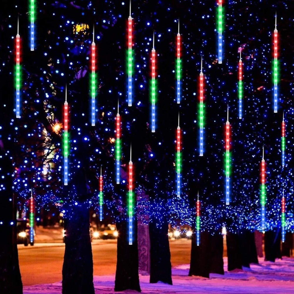 Meteor Shower Lights, LED Falling Rain Lights 30cm 8 Tube 192 LEDs Falling Ra...