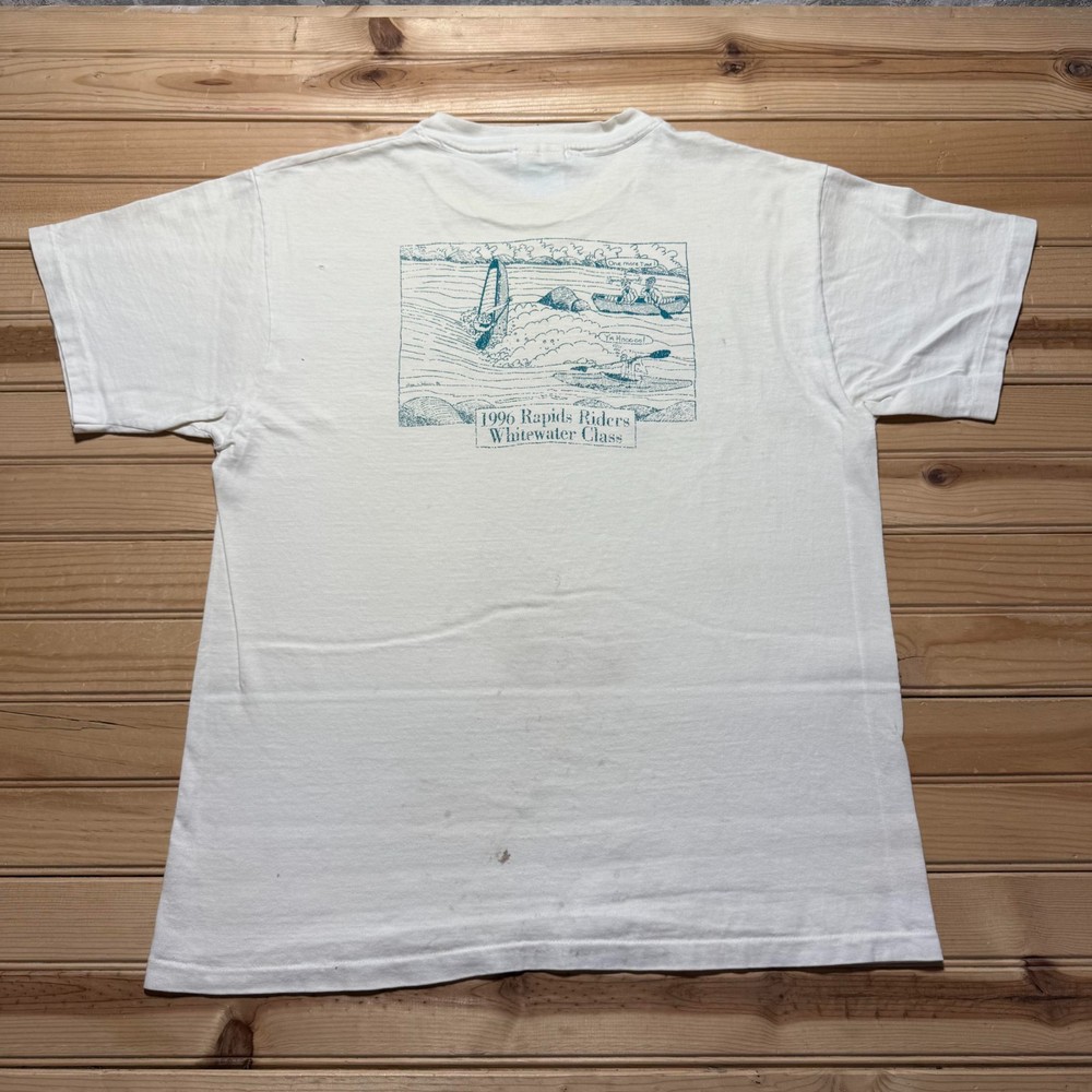 Vintage 90s 1996 Rapids Riders Whitewater Funny Cartoon Art Class T-Shirt Large