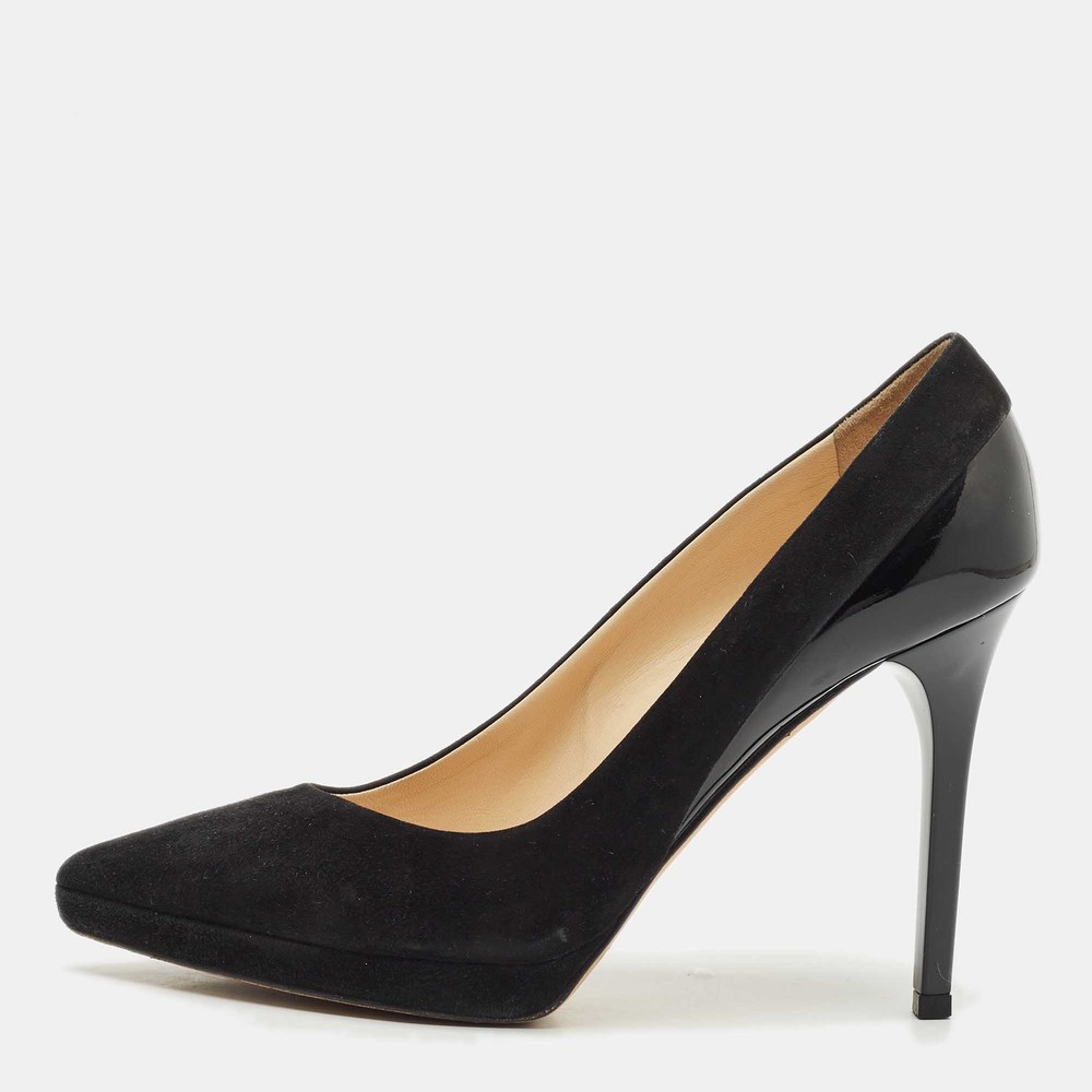 Jimmy Choo Black Suede and Patent Leather Rudy Pumps Size 36