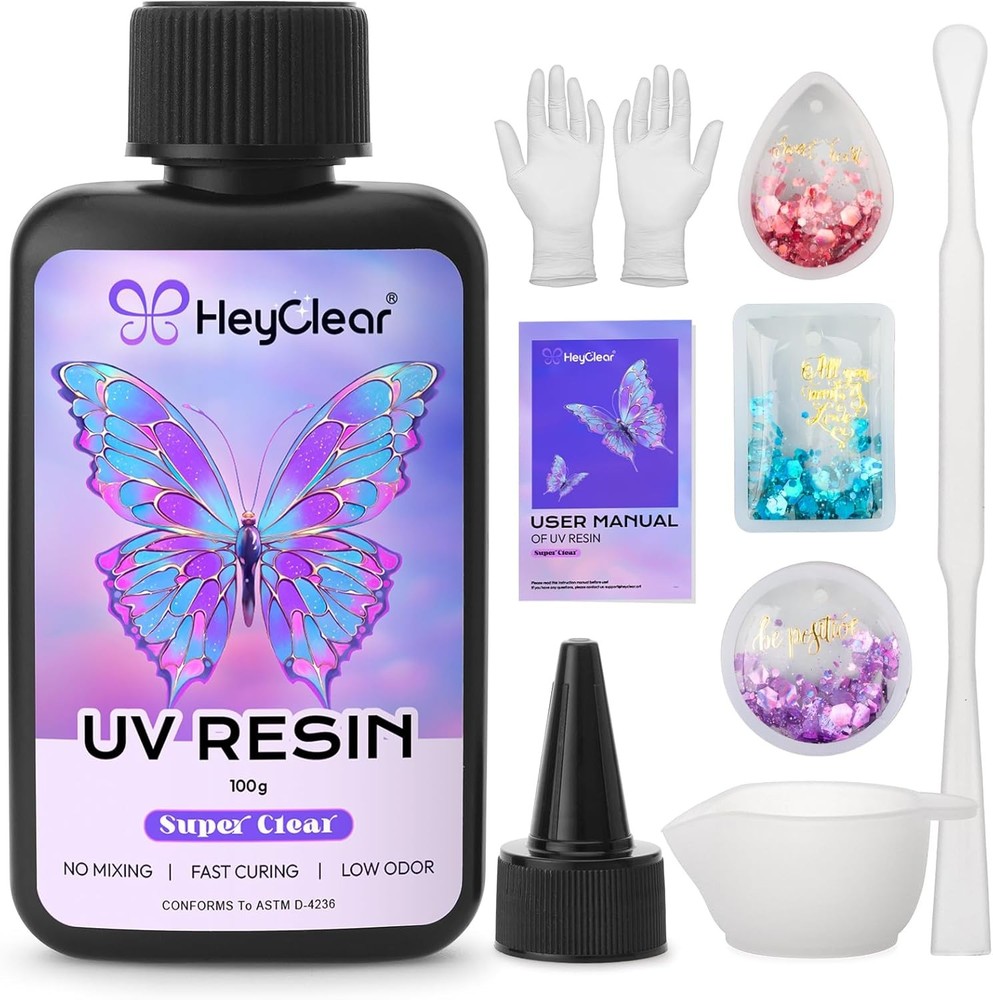 UV Resin Kit with Molds and Tools - Super Clear Hard Low Odor Premixed