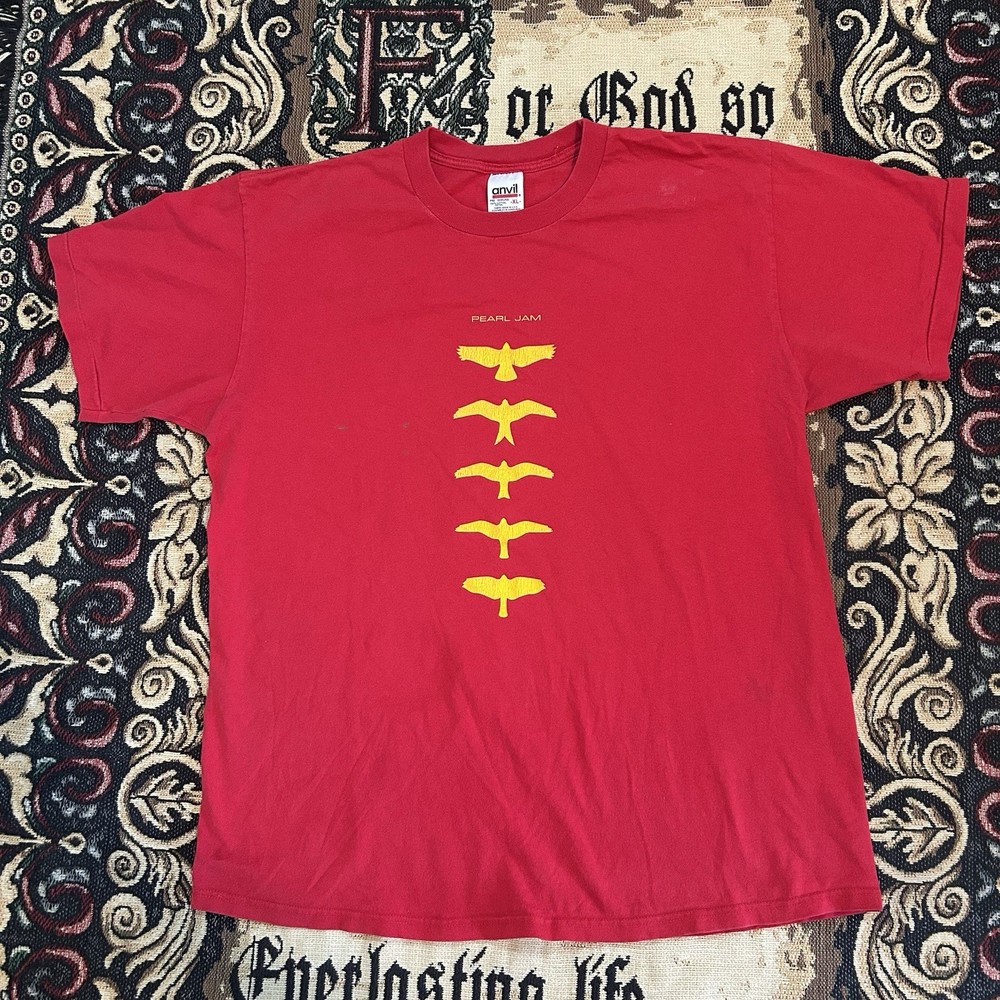 Vintage 1998 Pearl Jam Yield Tour T-Shirt Red Anvil Tag XL Men 90s