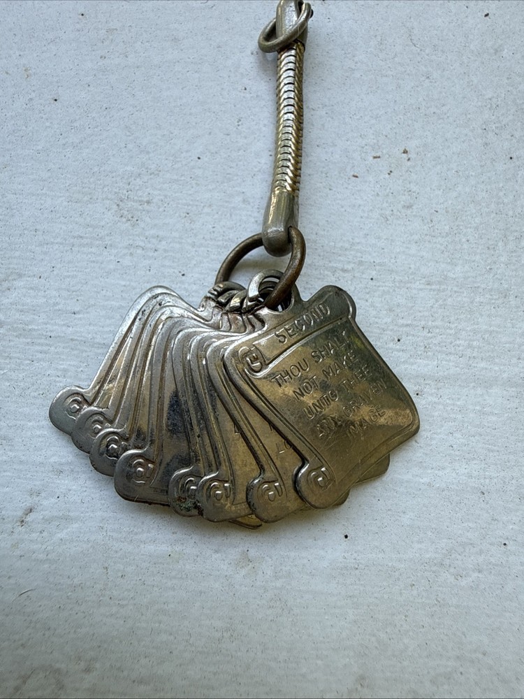 Vintage Rare 10 Commandments Replacement Gold-Tone Keychain  See Description