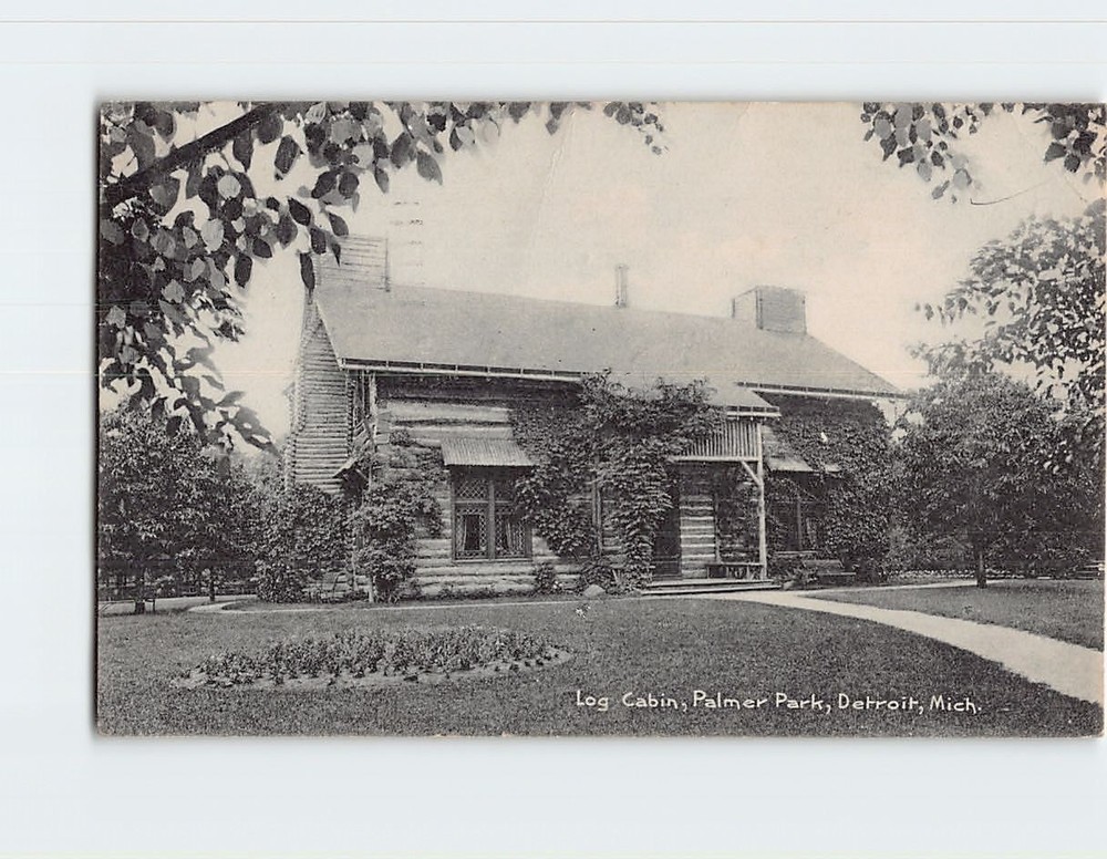 Postcard Log Cabin Palmer Park Detroit Michigan USA
