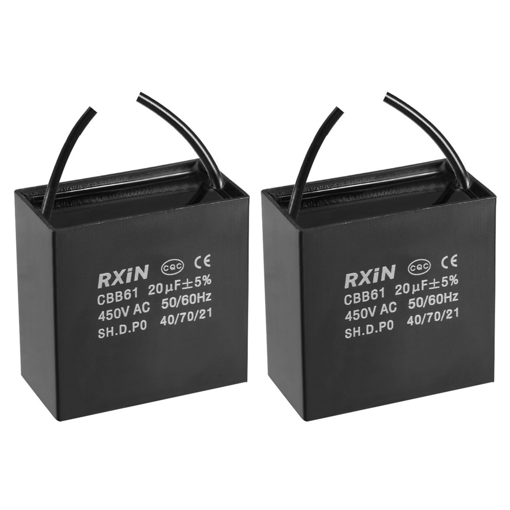 2Pcs Ceiling Fan Capacitor CBB61 Metallized Polypropylene Film Capacitor 20uF