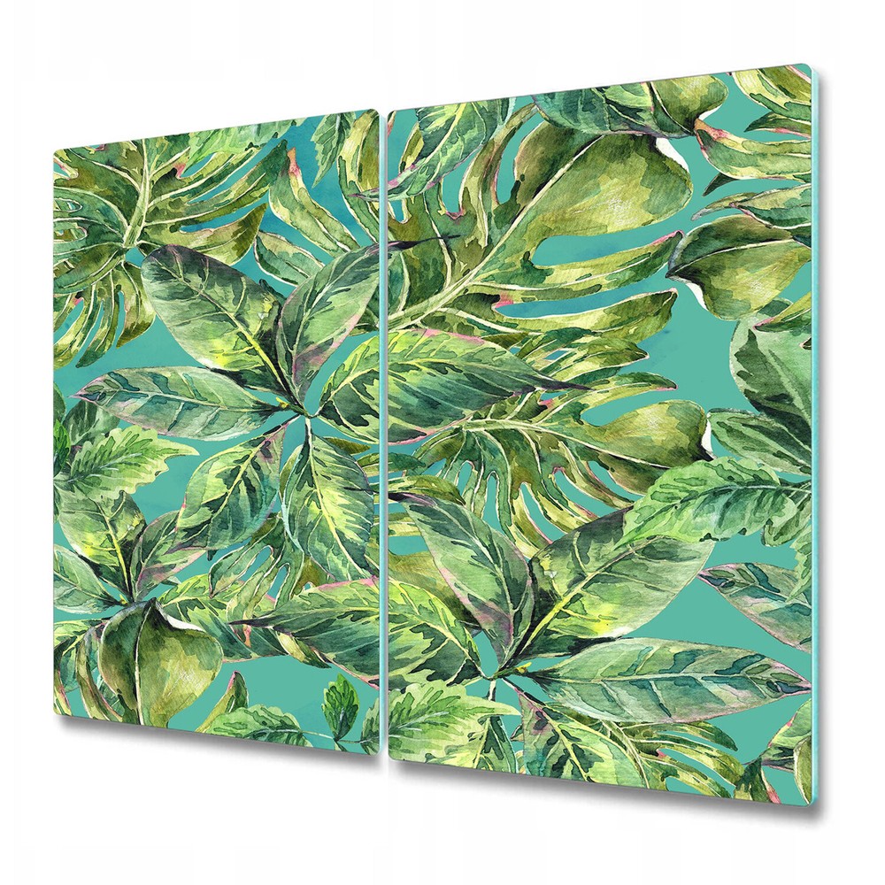 Glass Chopping Board Watercolour exotic Jungle plants Tropical flowers 2x30x52