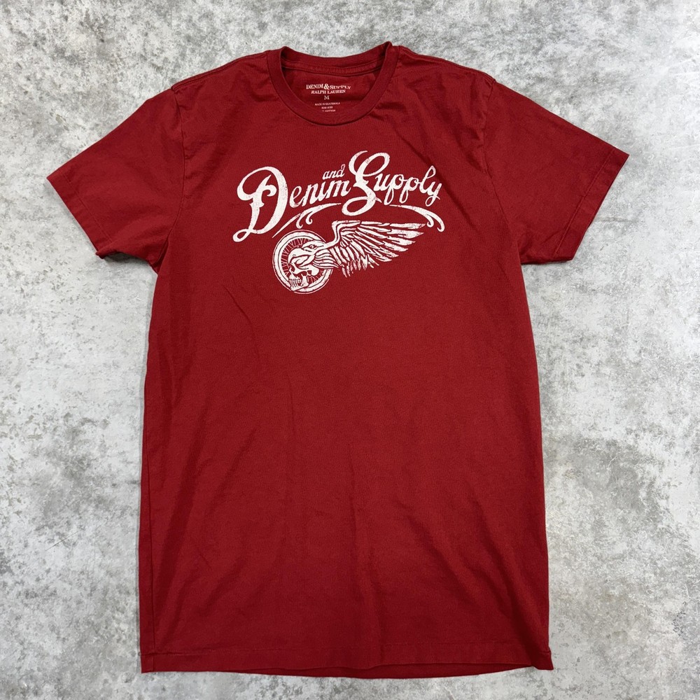 Denim & Supply Ralph Lauren Shirt Mens Medium Red Graphic Tee Cotton Winged Logo