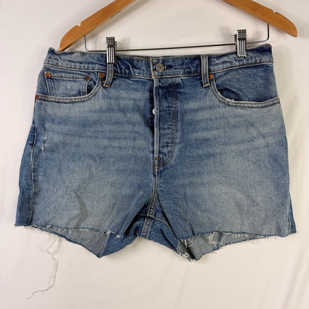 Levis Premium Wedgie Shorts Size 32 Cut Off Distressed Button Fly Raw Cut Hem