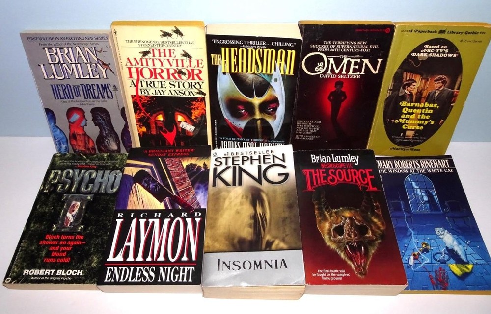 Lot of 10 Horror Thrillers Richard Laymon Stephen King Bloch Lumley Anson pbs