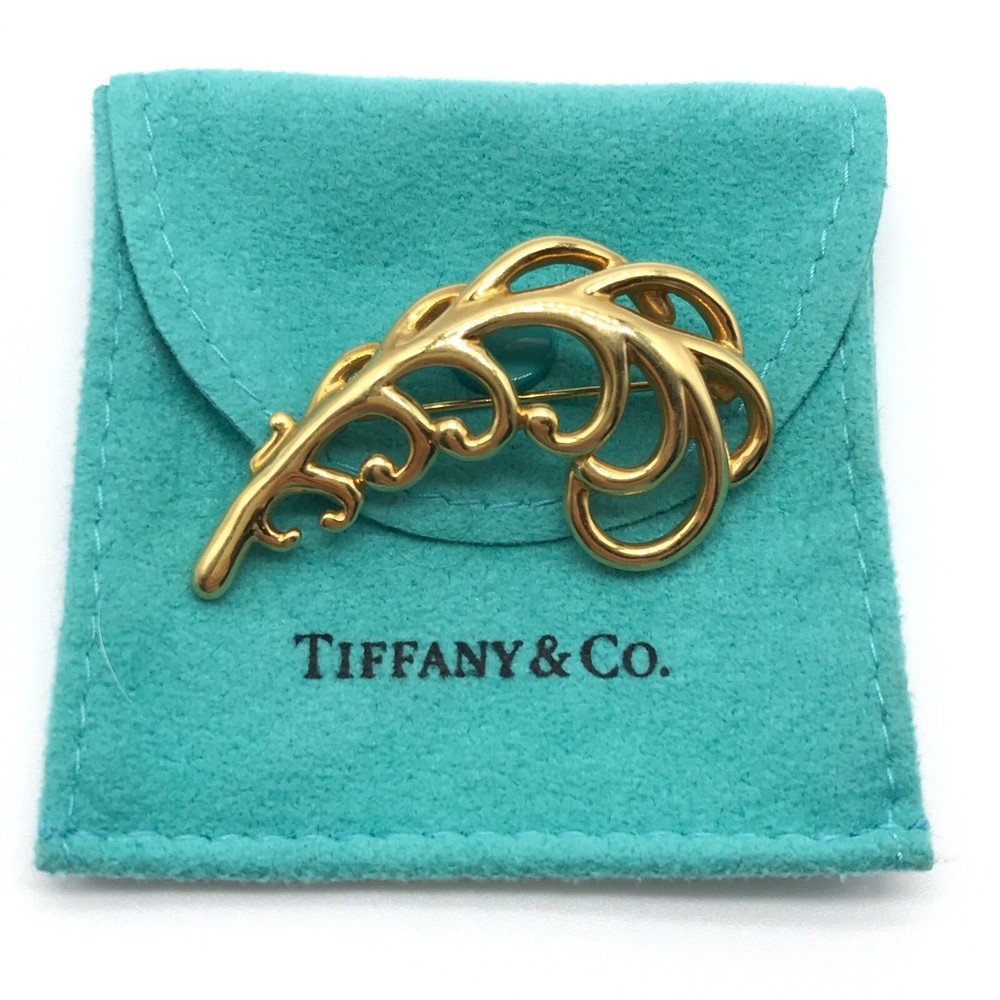Tiffany & Co. Yellow Gold 750 1980 Paloma Picasso Plume Floral Rare Brooch Pin