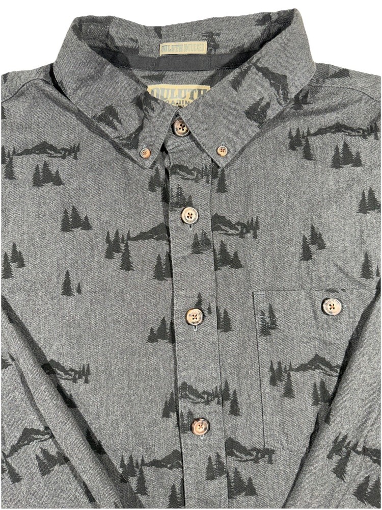 Duluth Trading Co Flannel Shirt Men’s X-Large Gray Button Up Heavy Cotton