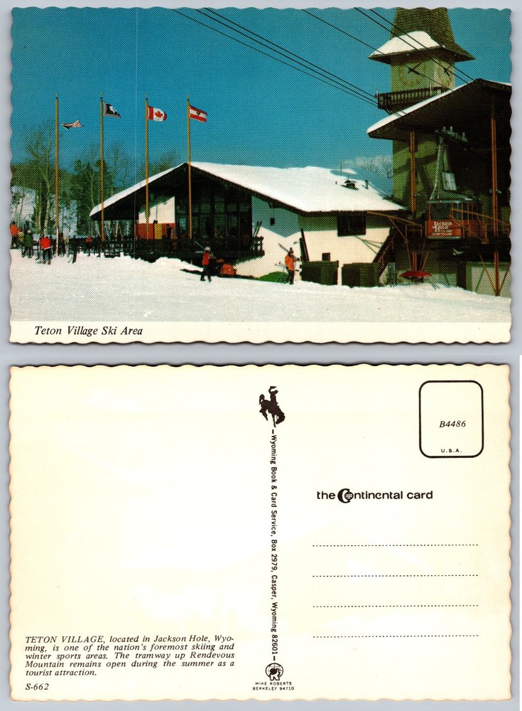 Teton Village Ski Area Jackson Hole Wyoming Vintage Continental Postcard