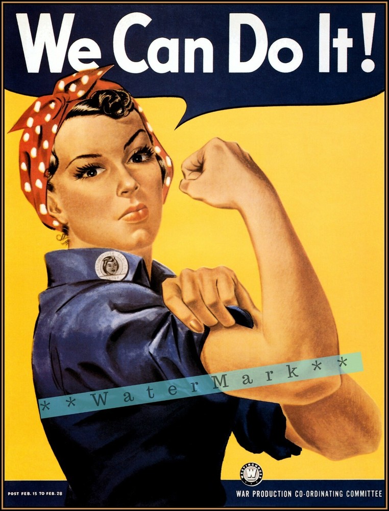 Vintage 1943 Rosie the Riveter We Can Do It WW2 Retro Poster Art Print  