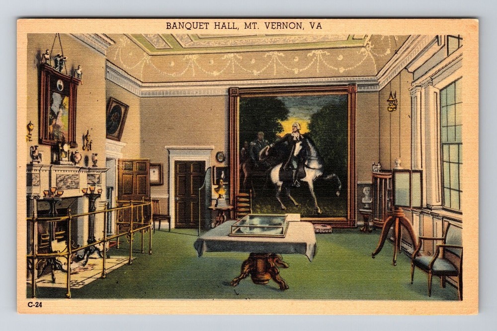 Mt. Vernon VA-Virginia, Banquet Hall, Interior, Vintage Postcard