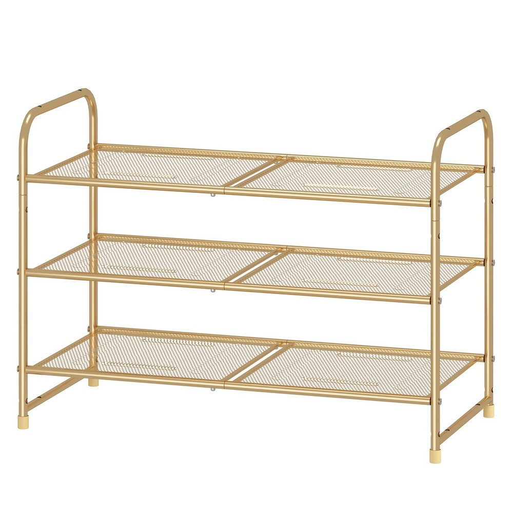 3-Tier Stackable Shoe Rack Organizer with Adjustable Shelves for Space-Saving Storage