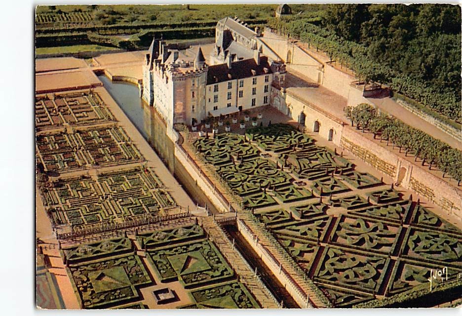 Postcard Aerial View Château de Villandry in the Loire Valley of France