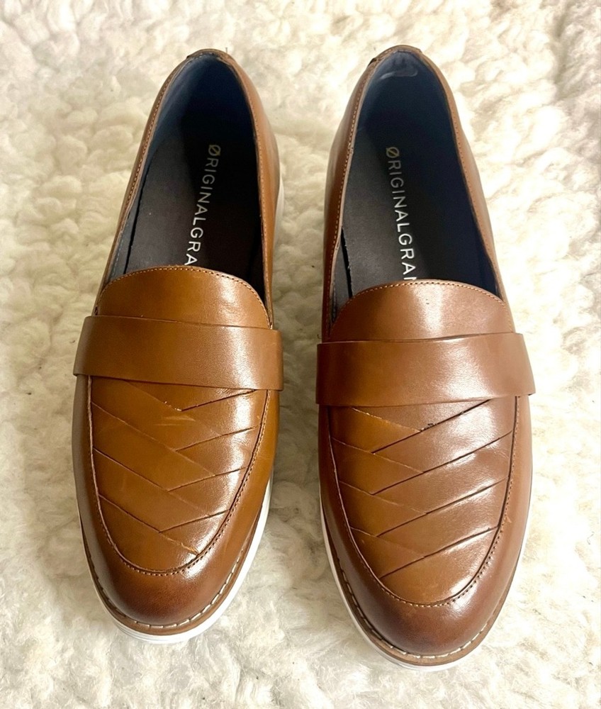 Cole Haan ØriginalGrand Platform Venetian Brown Loafers Women Size 7.5B