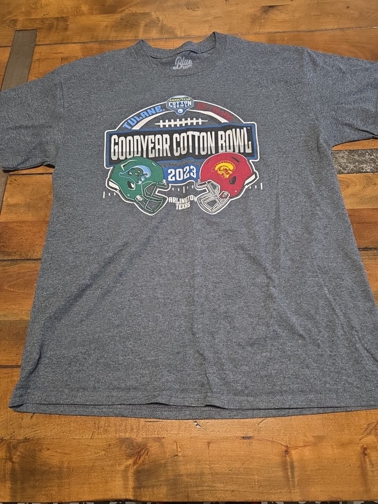 2023 Goodyear Cotton Bowl Shirt Tulane Green Wave vs USC Trojans Gray