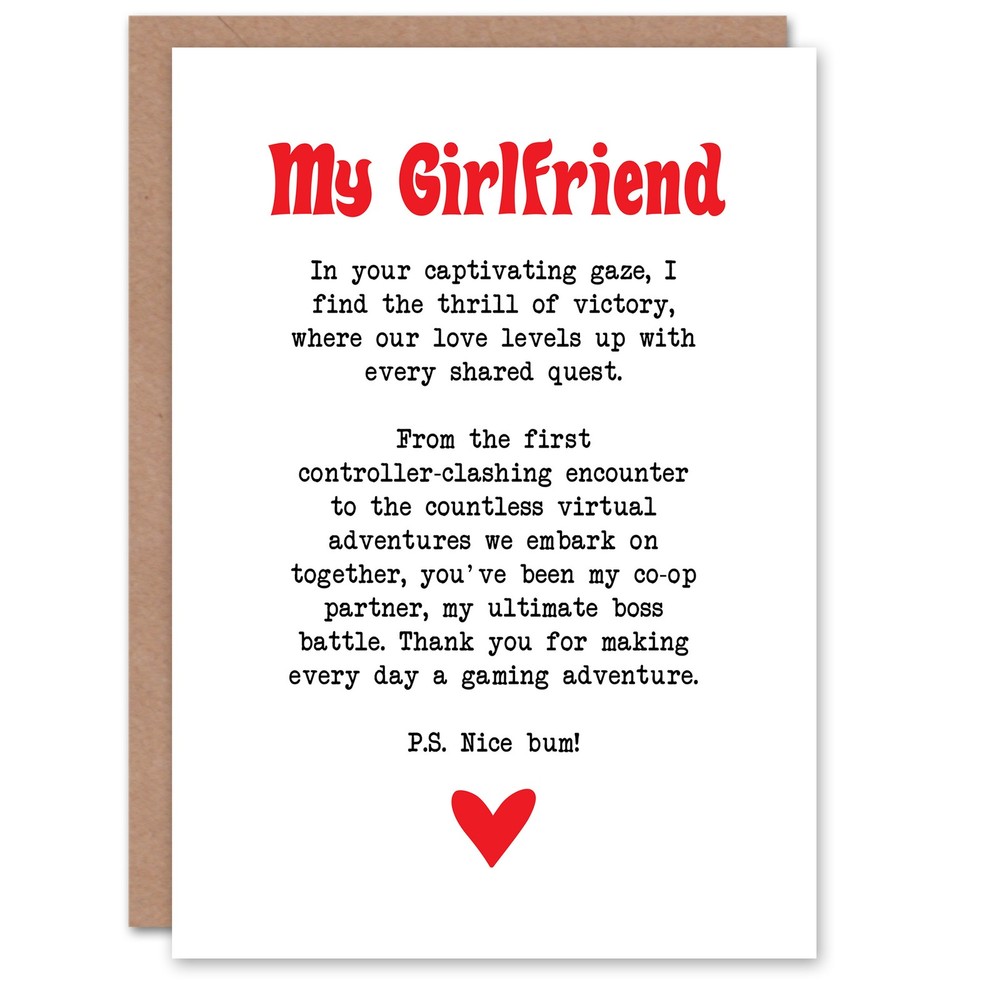 Greeting Card Love Poem Gamer Nerd Girlfriend Romantic Poetry Valentine's Day