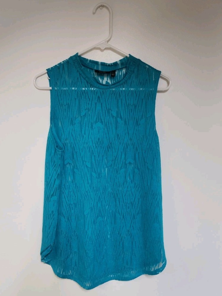 Apt 9 Brand  Sheer Tank Top - Size Large - Blue Turquoise Womens