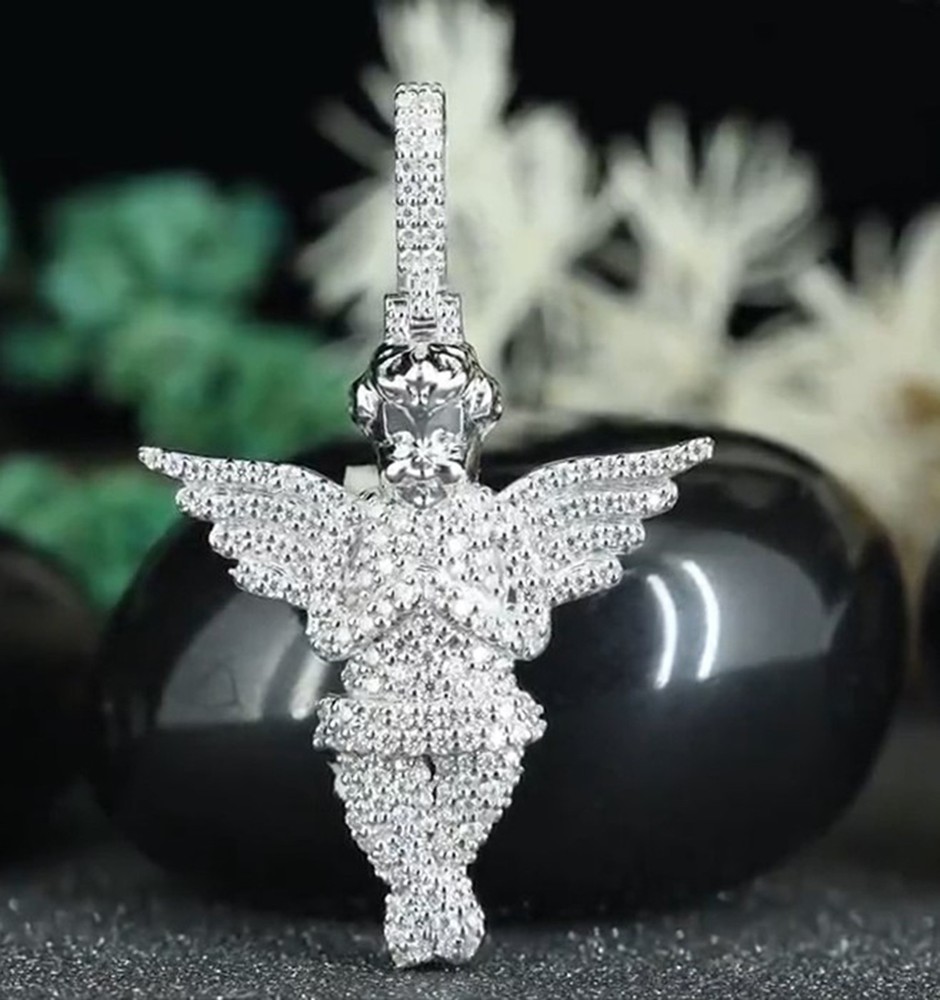 1.5-3.5 Inch White Moissanite Diamond Praying Baby Hip Hop Pendant Customizable
