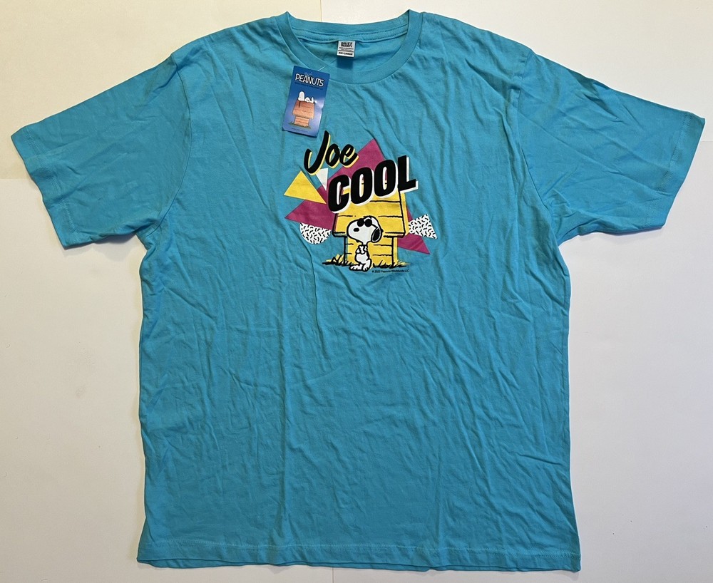 NWT Peanuts Snoopy Joe Cool Blue Retro 90s Style T-Shirt Size XXL New With Tags