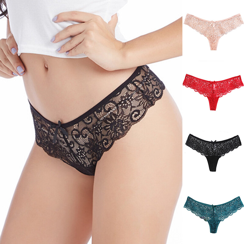 Sexy See Through Briefs Pantys Knickers G-string Through Comfort Bowknot Lace ~
